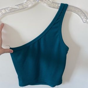 teal one strap tank top